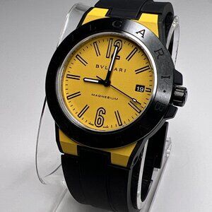 BVLGARI Bulgari Diagono Magnesium DG41SMC Date Yellow Dial Automatic Men's Watch